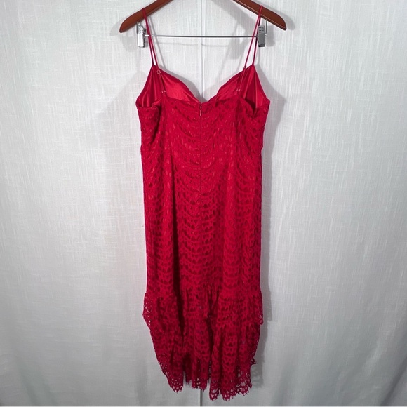 Venus Lace Tiered Ruffle Hem High Low Event Evening Night Out Red Dress Size 10 - Picture 12 of 15